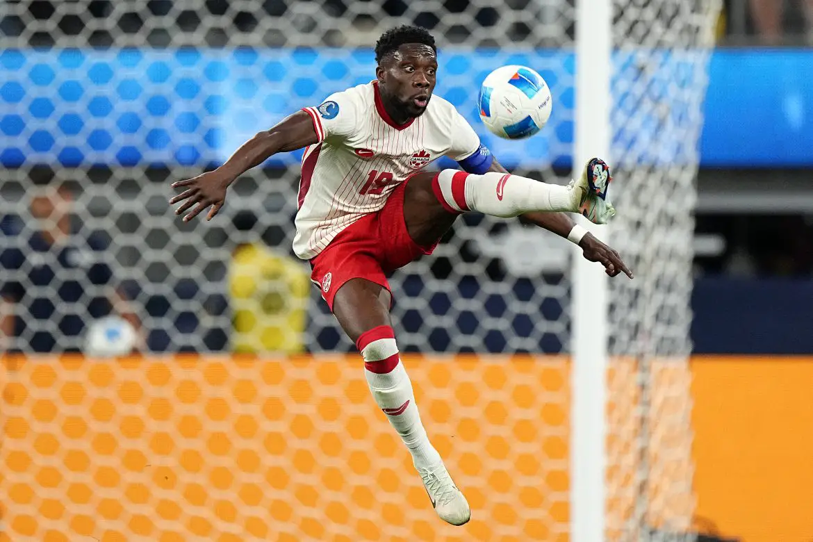 Alphonso Davies in action for the Canadian national team during the recent international break.