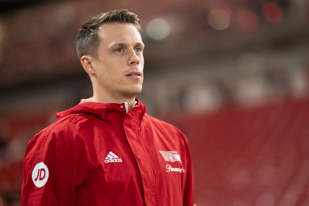 Current Hearts keeper Alexander Schwolow representing Union Berlin in the Bundesliga.