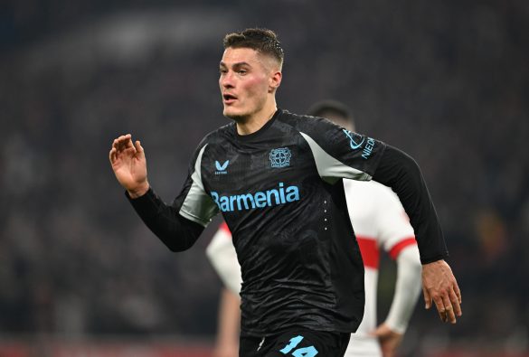 Patrik Schick ina action for Bayer 04 Leverkusen this season.