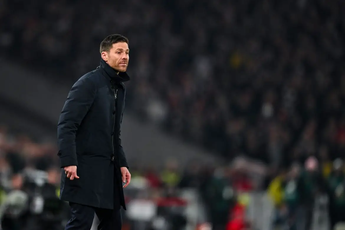 Xabi Alonso on the sidelines at Stuttgart vs Bayer Leverkusen