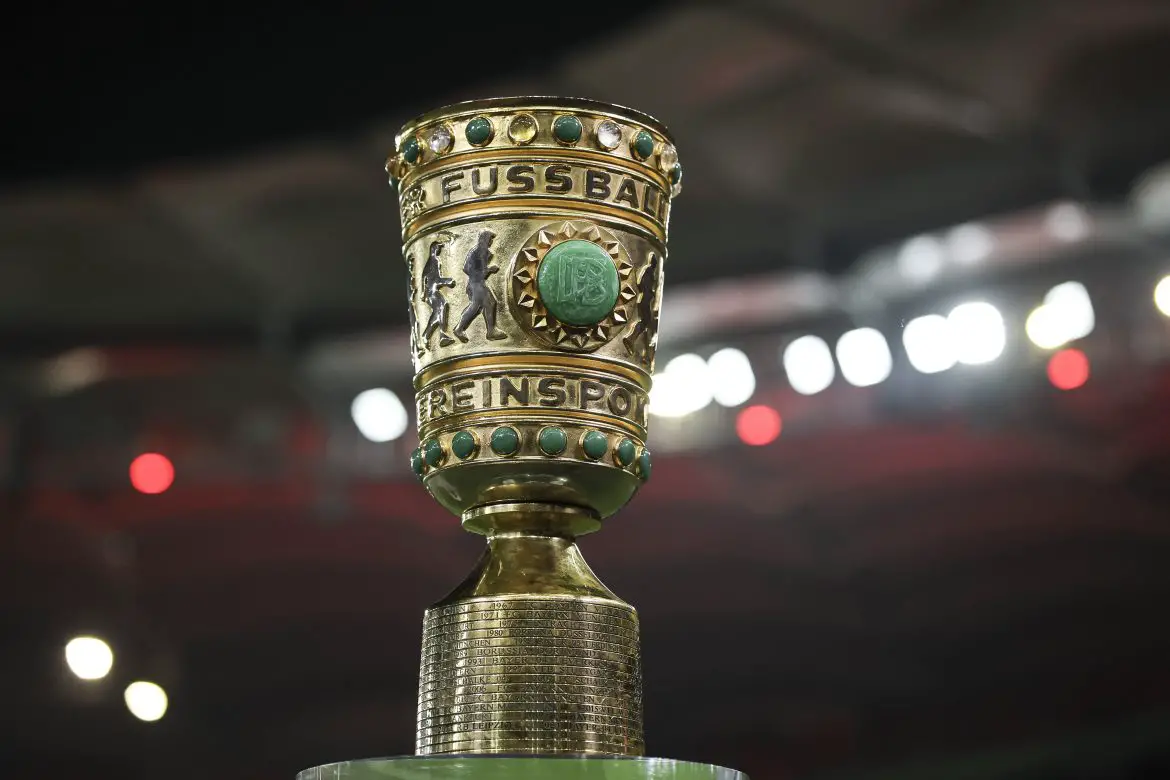 The DFB Pokal trophy on show.