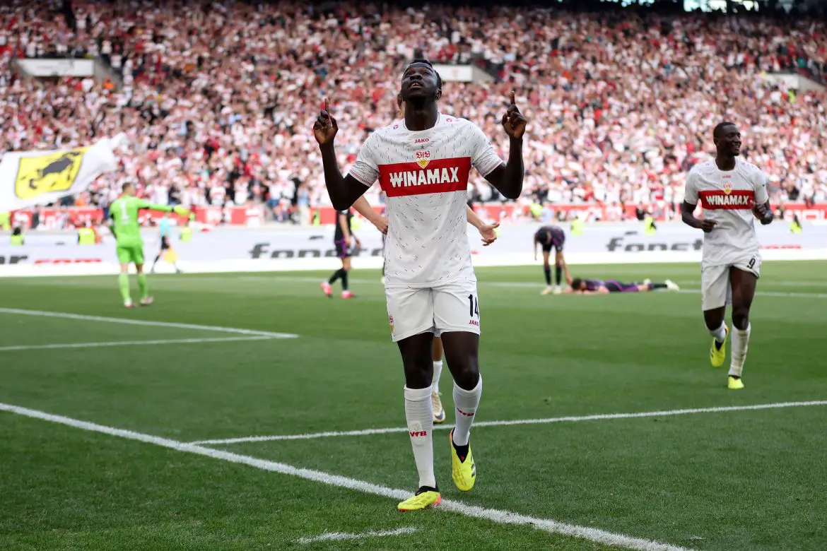 Soon-to-be-unveiled Mainz attacker Silas celebrates scoring for Stuttgart in the Bundesliga.