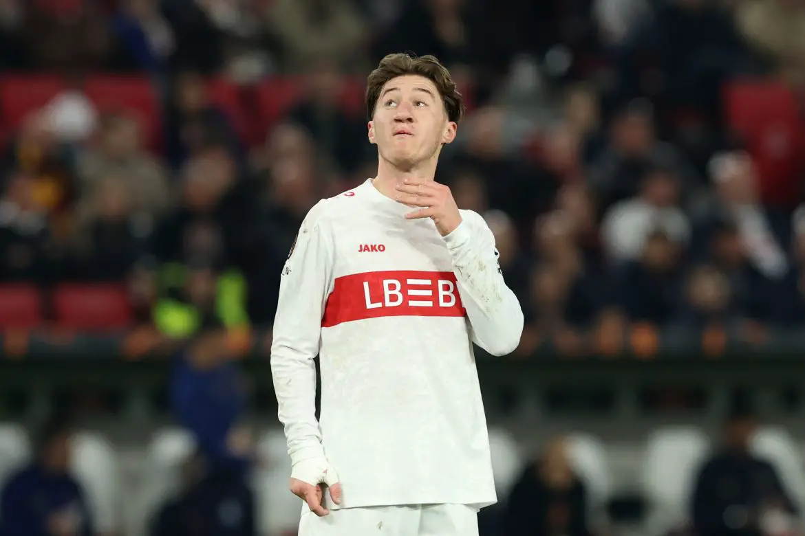 Stuttgart's Angelo Stiller looks on during his Bundesliga outfit's home Europa League fixture against FC Porto on Thursday evening.