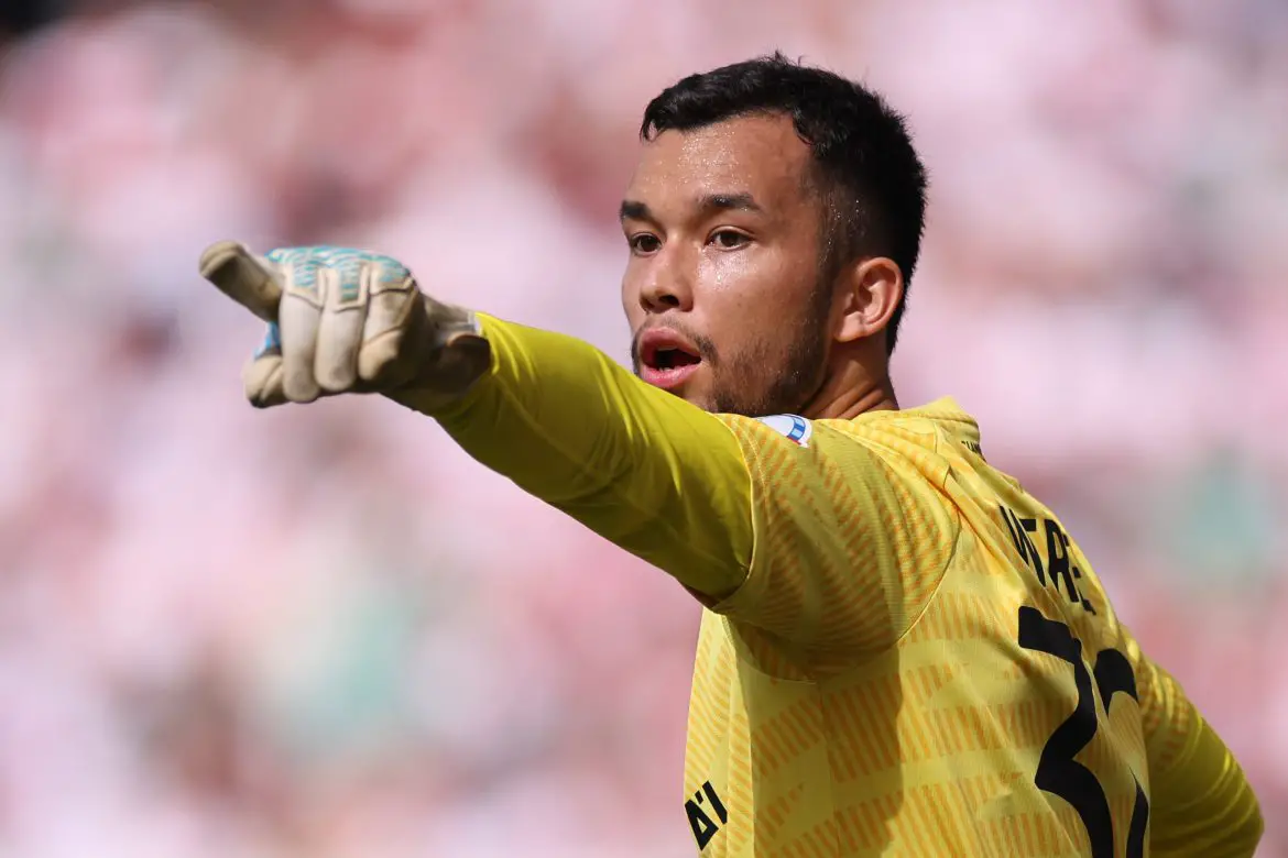 New SC Freiburg keeper Mio Backhaus playing for Werder Bremen in the Bundesliga last season.