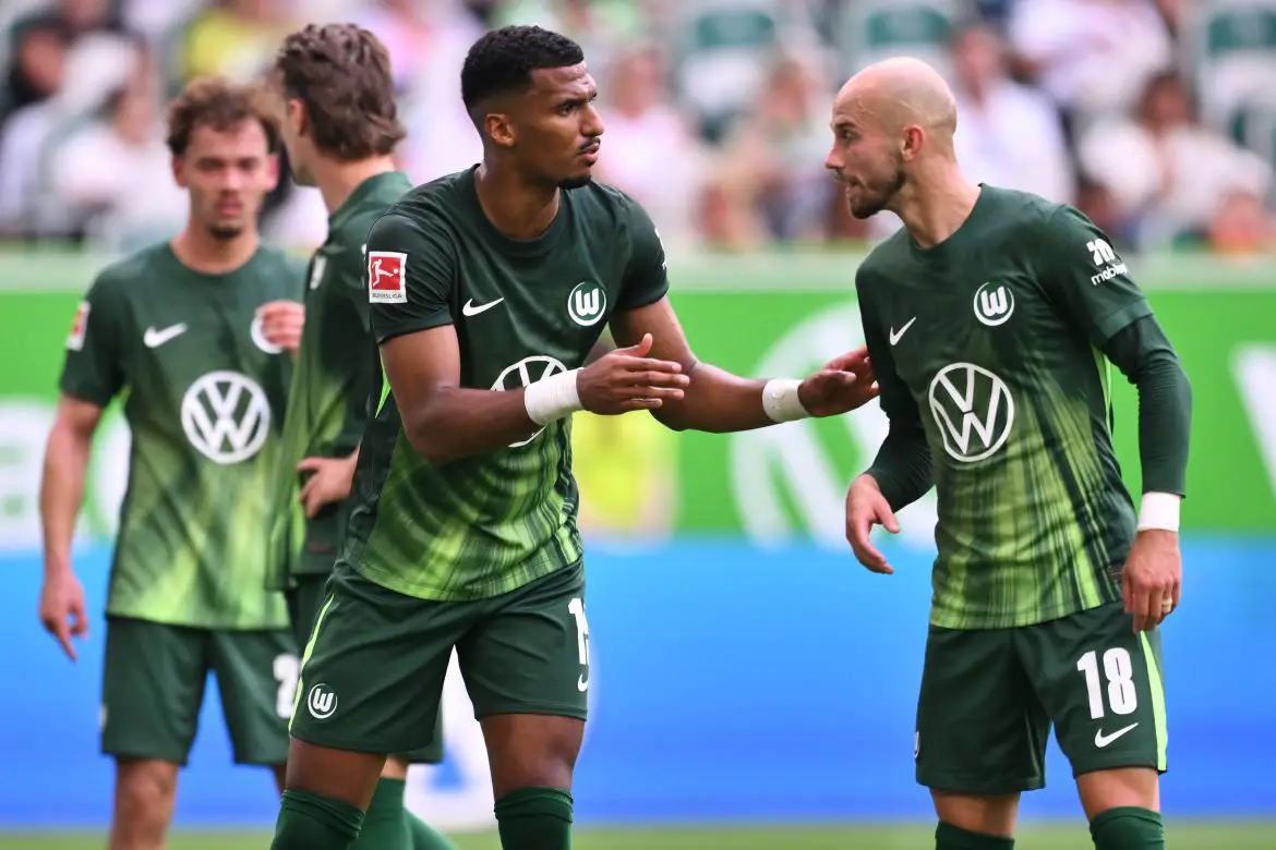 VfL Wolfsburg's Vaclav Cerny (right) with teammate Moritz Jenz (left)