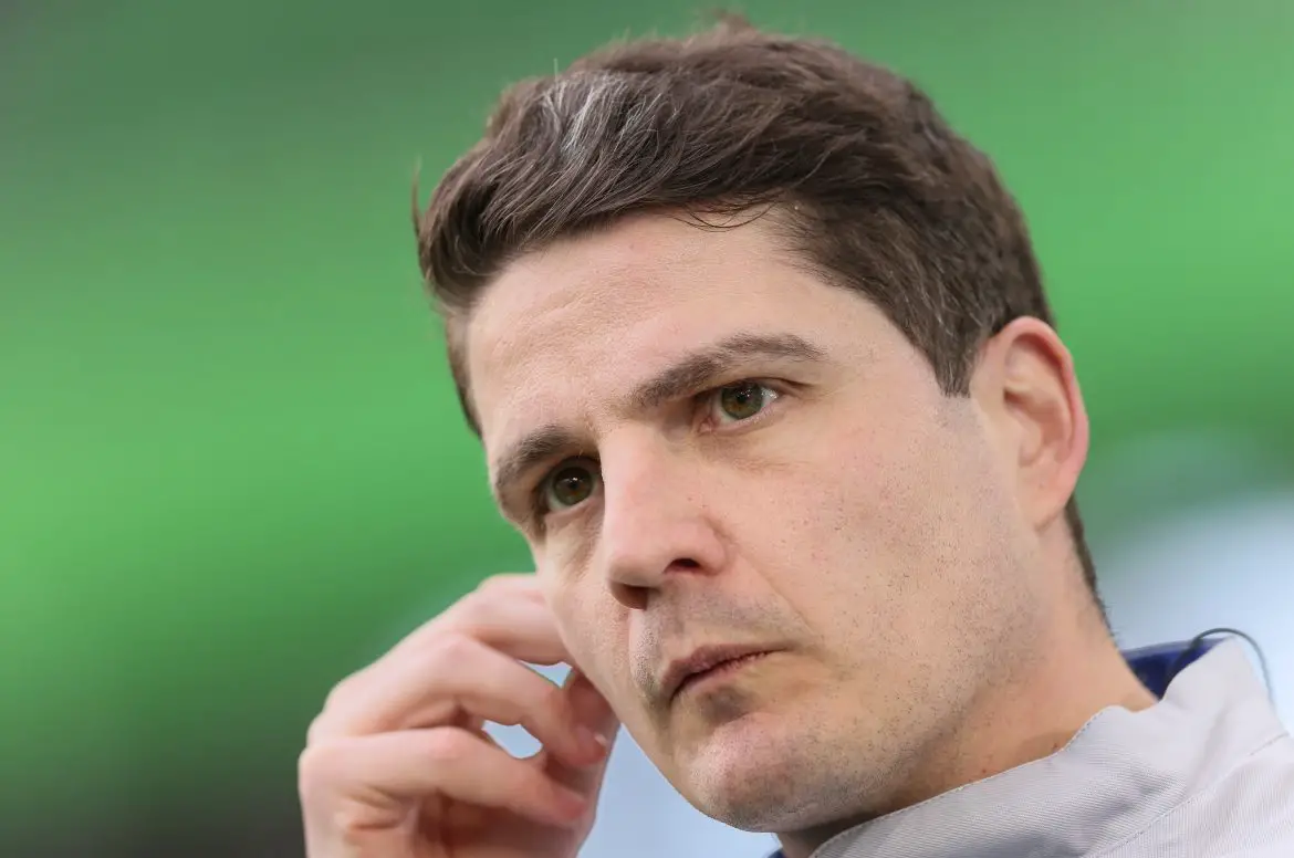 Wolfsburg sporting director Pirmin Schwegler at a Bundesliga match.