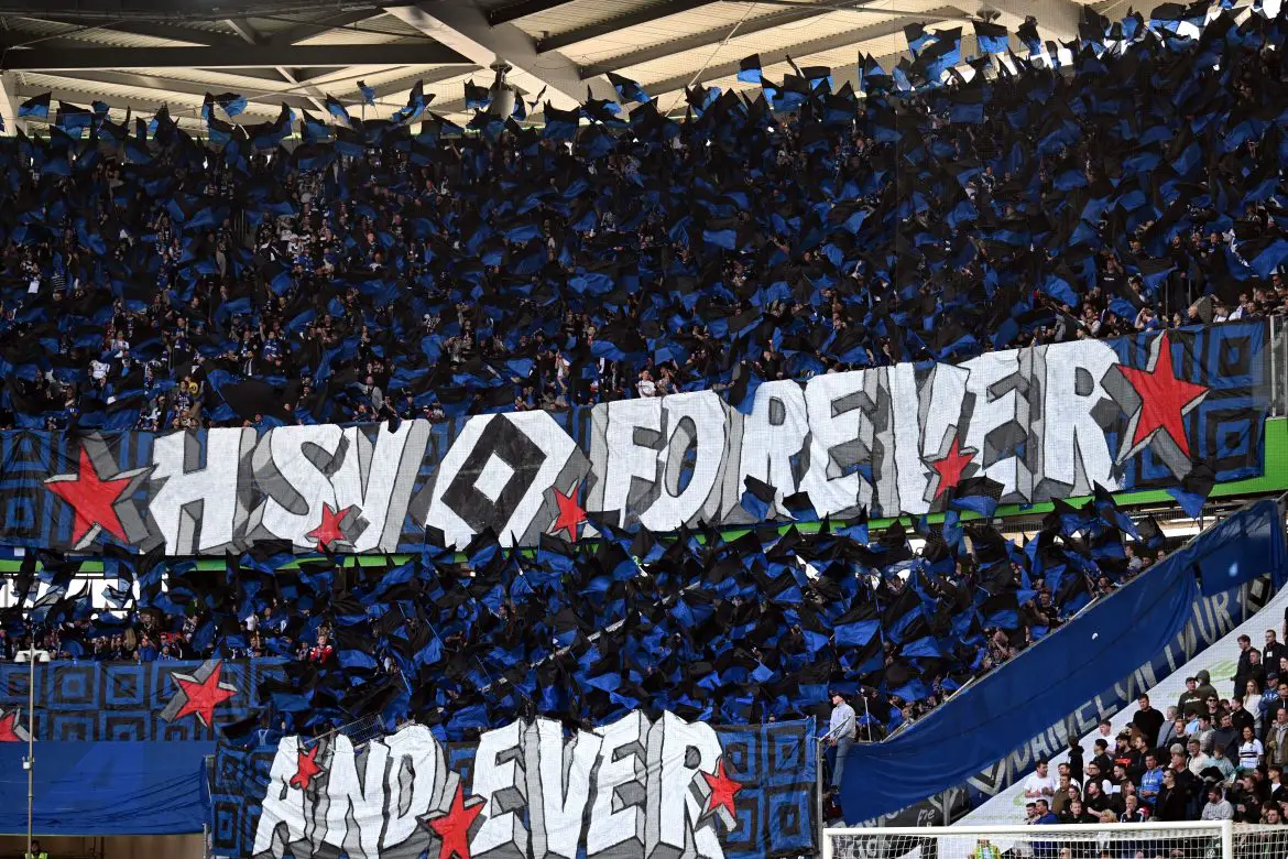 Hamburger SV fans support their Bundesliga club.