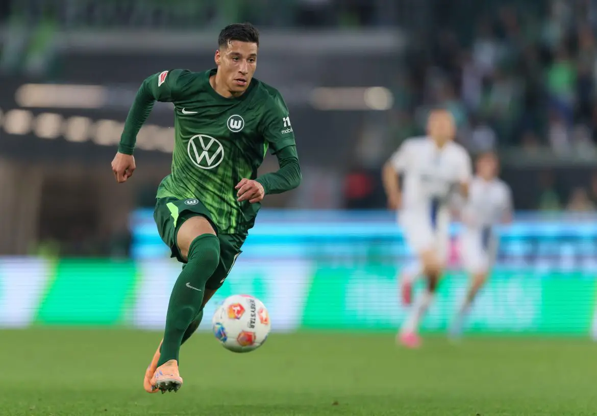 Soon-to-be-unveiled Hoffenheim signing Adam Daghim playing for Wolfsburg in the Bundesliga.