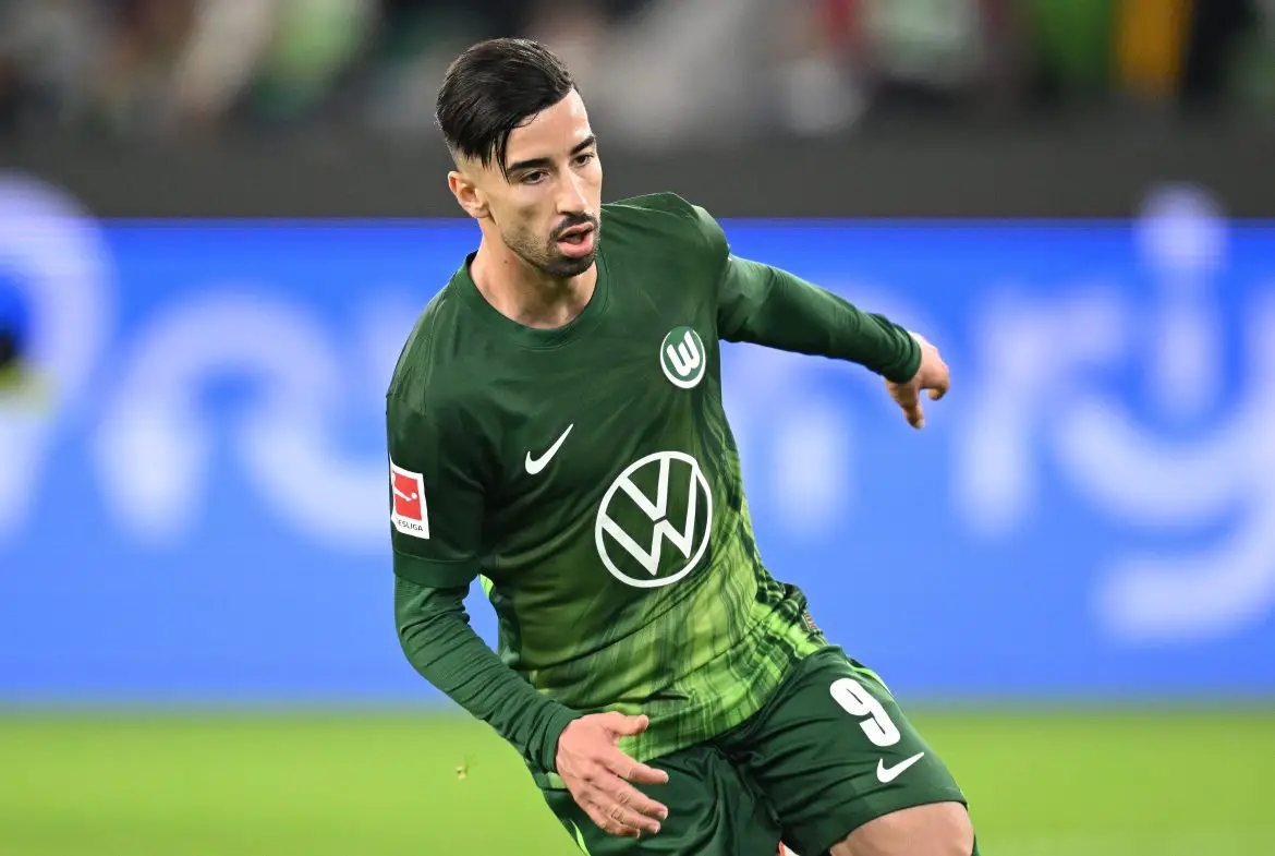 Potential RB Leipzig transfer target Mohamed Amoura playing for Wolfsburg in the Bundesliga.